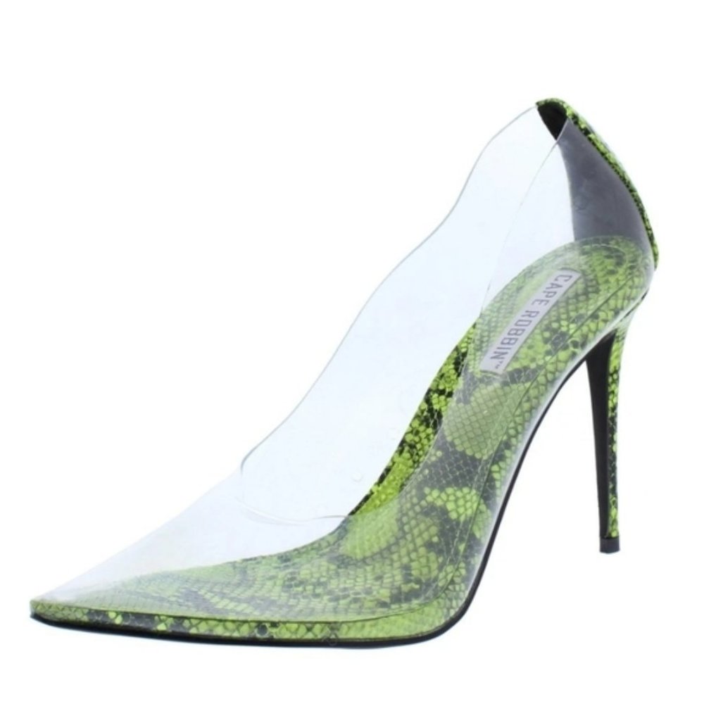 Green Clear Lucite Perspex Clear Stiletto Heels